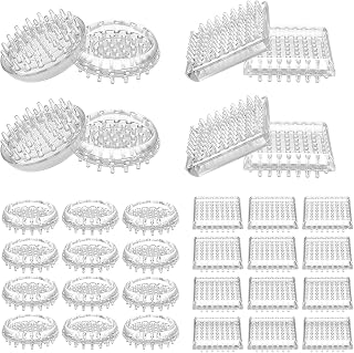 Protetores de Móveis Transparentes para Carpete, 32 Peças Design | Protetores Pesados de 55 Mm Redondos e 57 Mm Quadrados, Previnem Indentação Em Tapetes, Cadeiras, Mesas, Sofás, estantes.