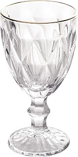 LYOR - Conjunto de 6 Taças de Vidro Para Água Diamond 325ml Transparente Com Fio Dourado - Mesa Posta - Itens Para Casa - Utensílios de Cozinha - Enxoval - Casamento