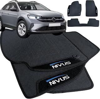 Jogo de Tapete Borracha Automotivo para Carro Compatível com Nivus 2020 2021 2022 2023 2024 2025 Com Logo Bordado Impermeável Personalizado 3 Peças Traseira Interiça W8 Acessorios