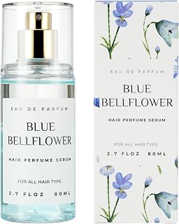 benatu Perfume de cabelo feminino, sem álcool, spray de fragrância de longa duração para brilho hidratante, sérum de cabelo perfumado com óleo de argan com queratina e elastina (flor de sino azul) 80