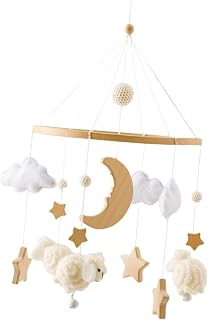 Esquirla Brinquedo pingente de sino de cama móvel para berço de berçário, enfeites de feltro, decoração suspensa para recém-nascidos, infantil de 0 a 6 meses, Bege