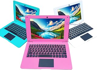 Laptop Mini Quad Core de 10 polegadas alimentado por Android 12 Netbook 64 GB pequeno computador com webcam WiFi, Bluetooth, mouse carregador incluído, adequado para crianças e estudantes, 4 opções de