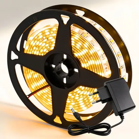 Fita Led Amarela 2835 Quente 5m 300 Led Dupla Face Fonte Cor da luz Branco-quente IP20 Maffacio