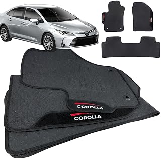 Jogo de Tapete Borracha Automotivo pra Carro Compatível com Corolla 2020 2021 2022 2023 2024 2025 Com Logo Bordado Impermeável Personalizado 3 Peças Traseira Inteiriça W8 Acessorios