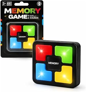 Jogo da Memória Eletrônico Compacto com Luz e Som Brinquedo Educativo Infantil Estilo Genius 4 Cores e 5 Níveis de Dificuldade Jogo Eletrônico de Memorizar Cores Eletronico, Brinquedo de Memorização