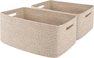 OIAHOMY Cesto de armazenamento para prateleiras, caixas de armazenamento de cubo de armário para roupas, cobertores e toalhas, berçário de bebê, caixa de cestas de brinquedo, cesta de corda trançada