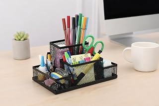 Organizador de Mesa Aramado com 4 Divisórias Porta Lápis, Canetas e Acessórios de Escritório.