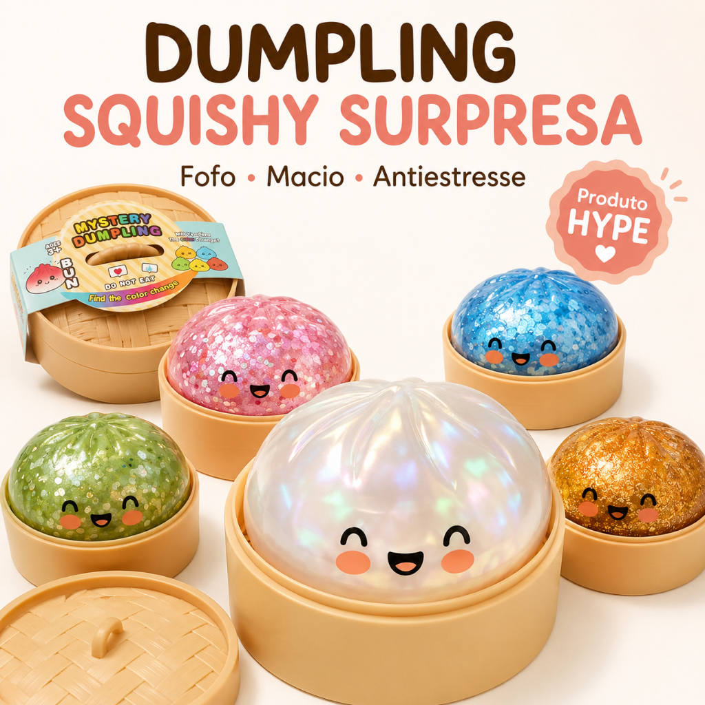 Squishy Bolinho Baozi Glitter Caixa Misteriosa Brinquedo Antiestresse Sensorial Kawaii Presente Criativo Fidget