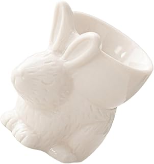 Coelhos em forma de copos de ovos feitos à mão cerâmica macia suporte para ovos cozidos divertidos e seguros utensílios de mesa adequados para decoração de cozinha de café da manhã