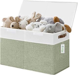 Bagnizer Grande caixa de armazenamento de brinquedos com tampas, organizador de armazenamento de bebê resistente dobrável cesto de caixa para crianças, meninos, meninas, sala de jogos, berçário,