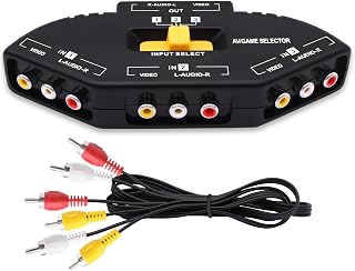 Seletor de Áudio E Vídeo Rca Av de 3 Vias, com 3 Entradas E 1 Saída, Compatível com Xbox, Dvd, Ps3 E Hdtv. Compatível com Xbox, Dvd, Ps3 E Hdtv.