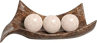 Centro de Mesa com Esfera para Decoração Sala Classic Marrom e Bege Petra 16x49x32 cm