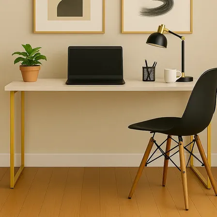 Escrivaninha Industrial 110cm Mesa Estudo Aparador Pés Aço