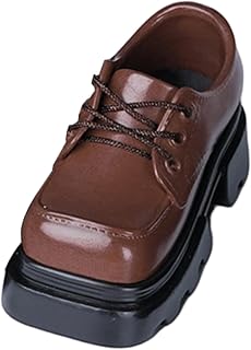 YIJU 2x Sapatos de boneca em escala 1/4, sapatos de bico quadrado, modelo em miniatura para vestir, calçados de PVC para figuras de ação femininas, Marrom Escuro