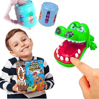 Kit Jogos de Tabuleiro Infantil Educativos Infantis Crocodilo Morde Dedo + Pula Pirata Barril Brinquedo Pedagogicos Presente Criança 5 anos menino menina