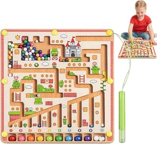 Labirinto Magnético Infantil Montessori, Jogo Educativo de Madeira com Imã, Brinquedo de Coordenação Motora para Crianças 3+ Anos