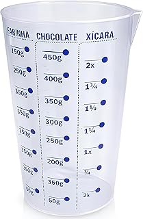 Copo Medidor Dosador 500ml Transparente com Marcação Azul – Jarra Graduada para Medir Líquidos e Ingredientes, Utensílio de Cozinha Prático, Preciso e Fácil de Limpar