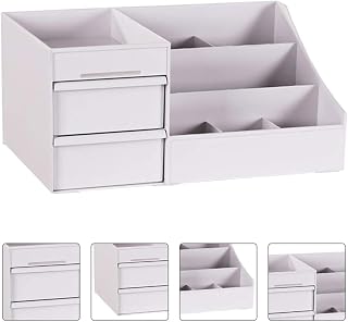 Organizador de Mesa Multiuso com Gaveta Lorben Porta Treco para Escritório Caneta Cosméticos GT6234 (Branco)