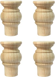 Conjunto de 4 pés de substituição de móveis de madeira maciça de 10 cm para sofá e sofá | Pernas de madeira inacabadas para cadeira, sofá otomano, mesa de café, armário, estante de TV, suporte de
