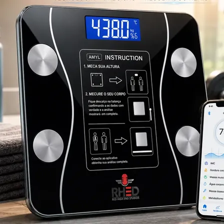 Balança Digital Bioimpedância Profissional smart IMC Bluetooth Corporal Aparelho Alta Capacidad