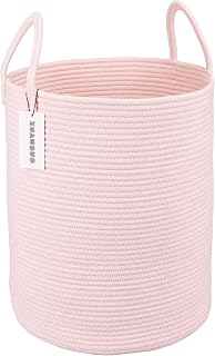 XUANGUO Cesto de lavanderia de corda de algodão para meninas crianças cesto de berçário de bebê cesto de armazenamento de tecido para sala de estar quarto de meninas boho cestas de corda altas para