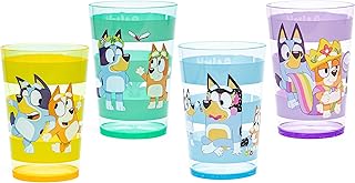 Zak Designs O conjunto de copos Bluey Nesting inclui copos de plástico duráveis com obras de arte variadas, utensílios divertidos são perfeitos para crianças (411 g, pacote com 4, sem BPA)
