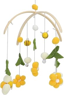 HEEPDD Móbile de bebê para Berço, Decoração de Berçário de Flor de Abelha de Madeira Artesanal, Brinquedo de Suspensão Calmante para Berço, Decoração de Berçário de Flor de Abelha de Madeira