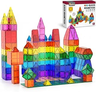 Blocos Magneticos Infantil de Montar 76 Peças, Brinquedo Educativo Construção Infantil 2D, 3D, Jogo Pedagógico para Coordenação Motora, Raciocínio Lógico, Criatividade e Aprendizado STEM