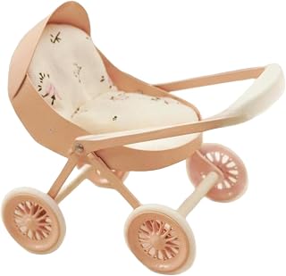 Carrinho de Bebê em Miniatura, Mini Carrinho de Brinquedo, Simulação de Brinquedo para Casa de Bonecas, Acessórios para Berçário, Móveis para Casa de, Rosa