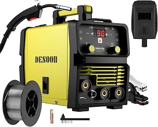 DESOON Máquina de Solda 220V Profissional 120A Inversora MIG Sem Gás/MMA/Lift TIG 3 em 1 Soldadora Proteção Térmica Design Compacto Compatível