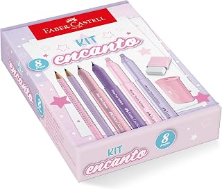 Kit Encanto Faber-Castell Com Produtos Rosa e Roxo Em Tons Pastel *EDIÇÃO LIMITADA*